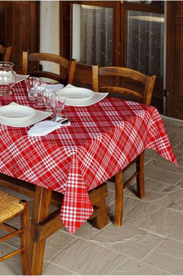 Tartan tablecloth - Isacco White+red