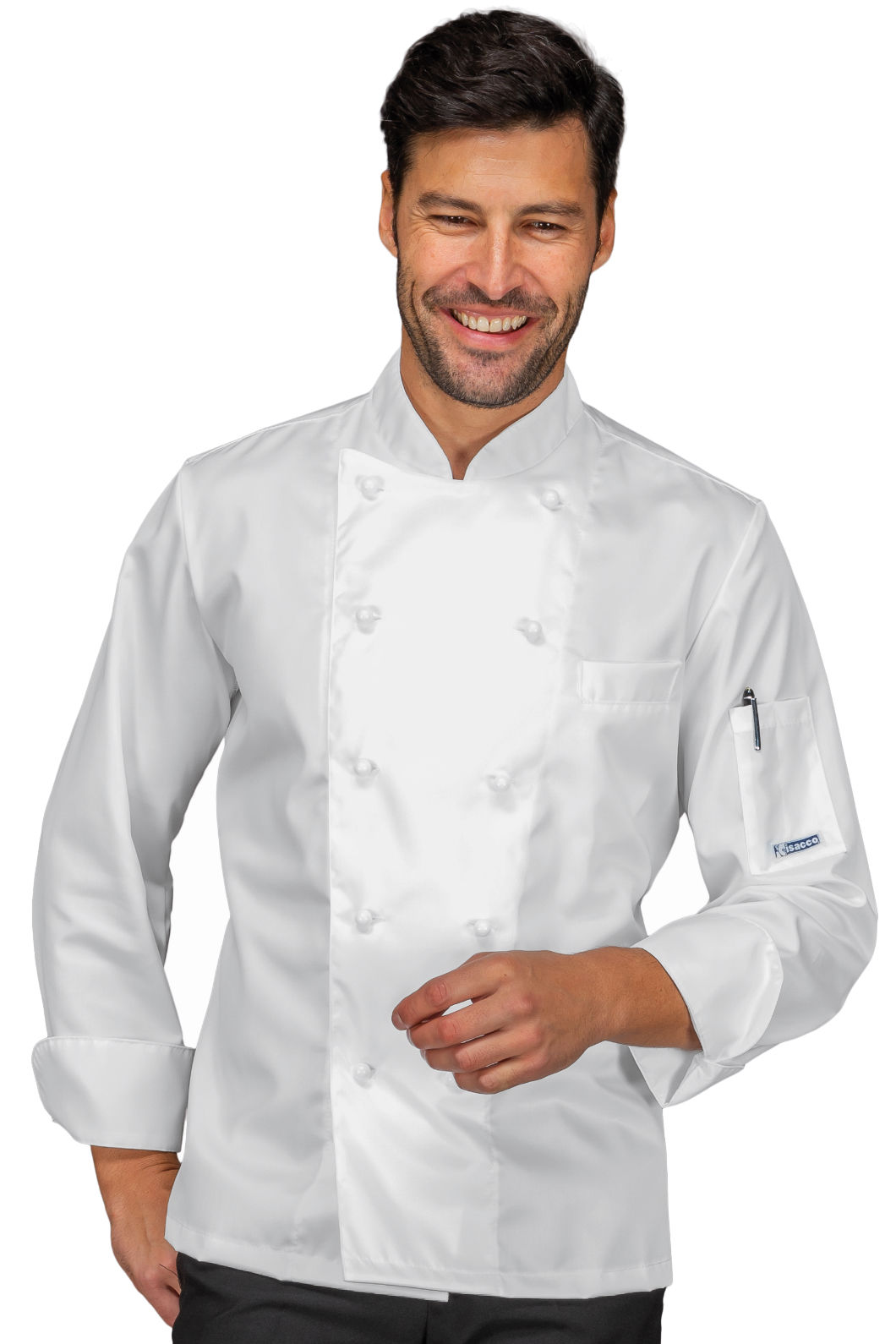 Alabama chef jacket - Isacco Bianco 100% Cotton Satin | Isacco Divise