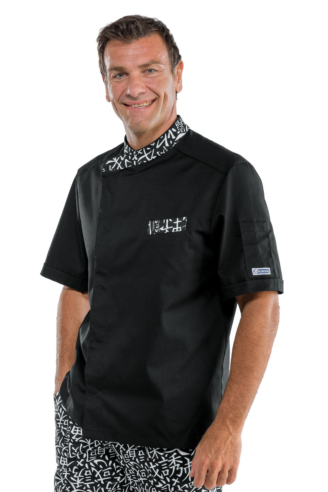 XXL Giacca Cuoco con Nome Ricamato Personalizzabile Online Modello Durango Nero Sushi Isacco