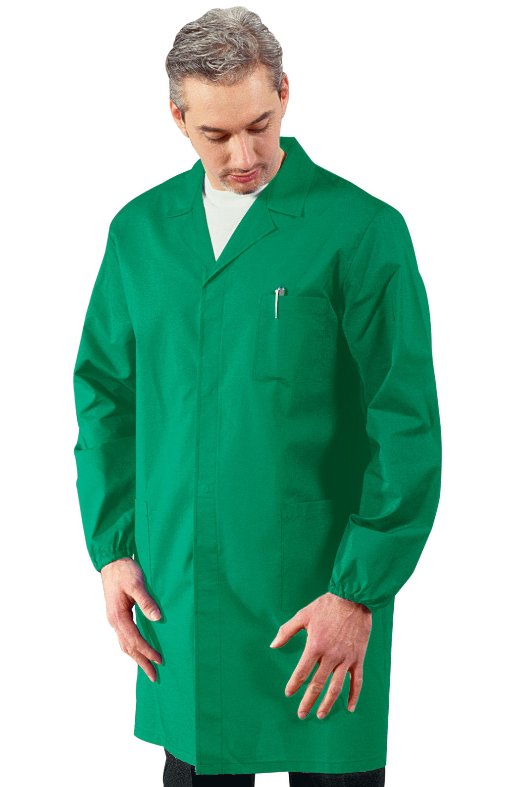 Camice Uomo Bottoni a Pressione - Isacco Verde Manica Lunga 65% Poliestere  35% Cotone