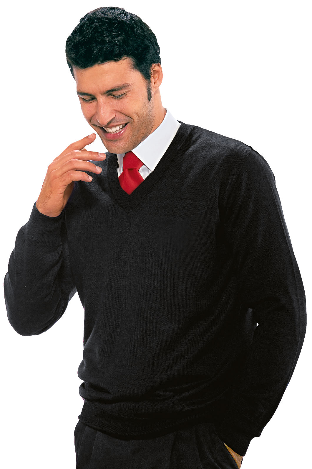 Maglia Scollo a V Unisex Isacco Nero 50% Lana 50%